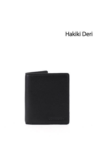 GÖNDERİ(R) Erkek Siyah Hakiki Deri Dikey Cüzdan