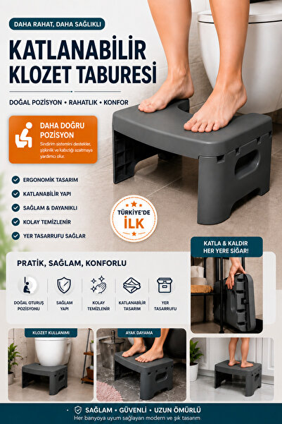 Funny Life Katlanabilir Klozet Taburesi Ergonomik Tuvalet Basamağı Çocuk ve Y...