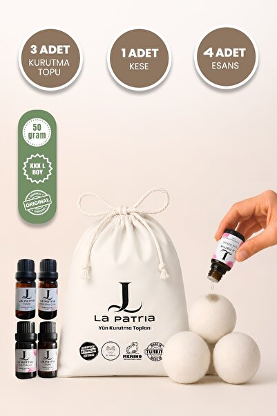 LaPatria 3 ADET XXXL YÜN ÇAMAŞIR KURUTMA MAKİNESİ TOPU - 1 ADET KESE- 4 ADET ...