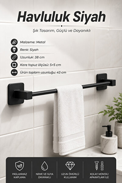 NZB Yapışkanlı Havluluk Metal Siyah Banyo Lavabo Mutfak Uzun Kağıt Bez Havlu ...