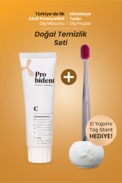 Probident مجموعة التنظيف الطبيعية - معجون أسنان بخلاصة الكركم البروبيوتيك الن...