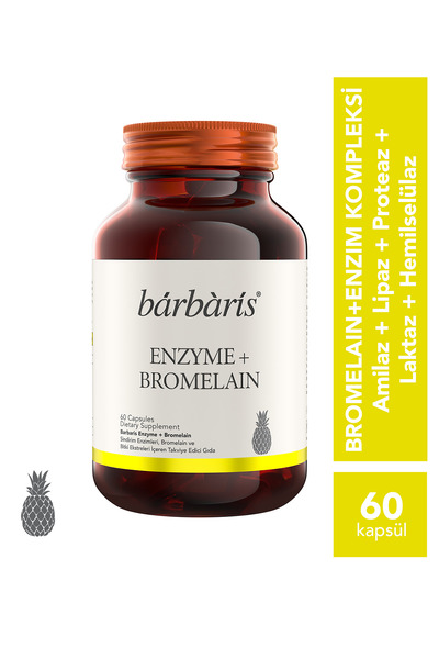 Barbaris Enzyme + Bromelain - 60 Kapsül - Sindirim Enzimleri (Amilaz, Lipaz, ...