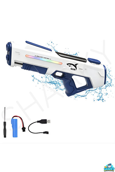 SHARKY Oyuncak Şarjlı Elektrikli Tam Otomatik Büyük Su Silahı 44 Cm - 500 ml ...