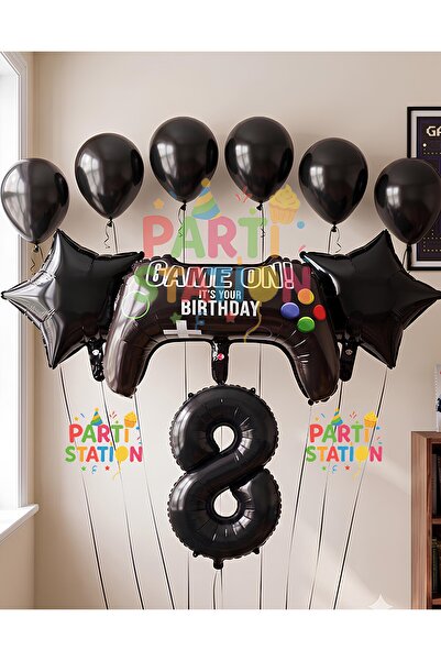 Parti Station Gamer Oyuncu Oyun Konsolu Yaş Folyo Balon Seti Gamer Oyuncu Pla...