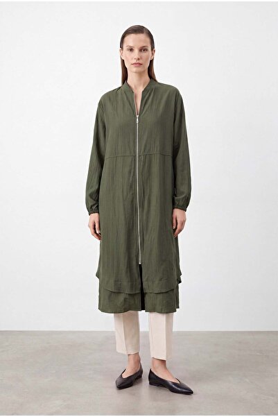 Puane Kadın Doğal Dokulu Fermuarlı Kap -15270KAP - KHAKI