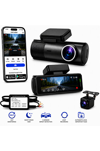 OEM Camera auto DVR 4K, cablu hardwire inclus si GPS, G-Sensor, unghi larg 17...