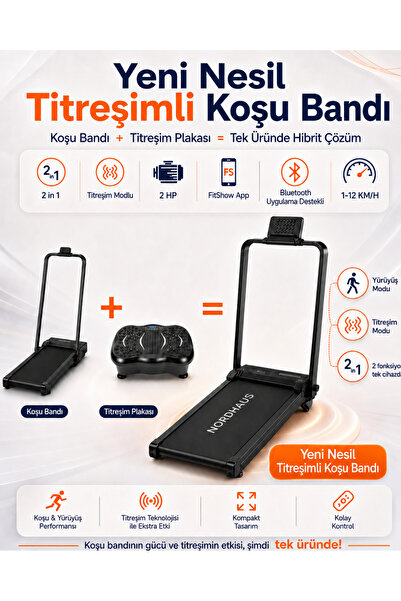 Tiffany 2 in 1 Titreşim Modlu 2 HP Koşu Bandı / Yürüme Bandı Bluetooth Uygula...