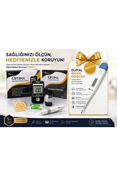 Optima Şeker Ölçüm Cihazı + 100 Adet Test Stripli Set + HEDİYE (Hızlı & Doğru...