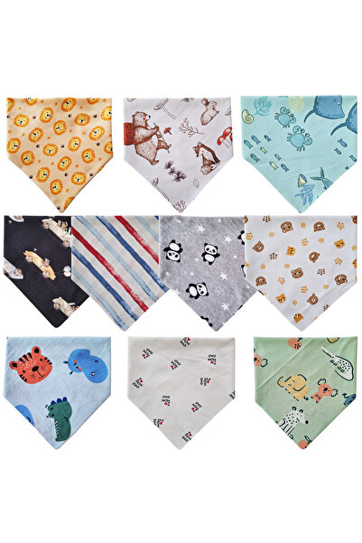 Triangle Scarf Combed Saliva and Food Bib 10 Pieces