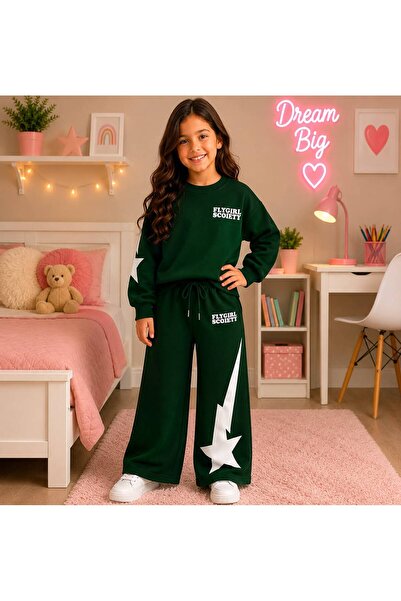 Fil Kids Set de trening de iarnă pentru fetiță, 100% bumbac, culoare verde, c...