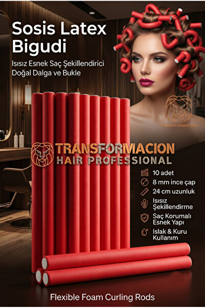 Transformacion Комплект латексови бигуди за колбаси от 10 броя, 8 мм |   Гъвк...