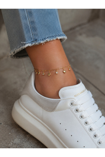 CHÉRIECHIC Jewels Mini Kalp & Zirkon Taş Detaylı Zincir Halhal