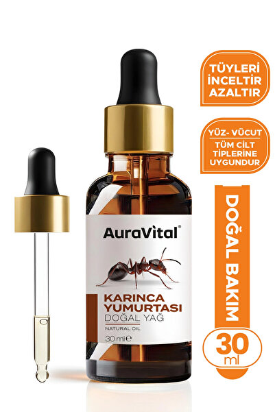 AuraVital Karınca Yumurtası Yağı 30 Ml Doğal Yağ– Tüy Azaltıcı, Epilasyon Son...