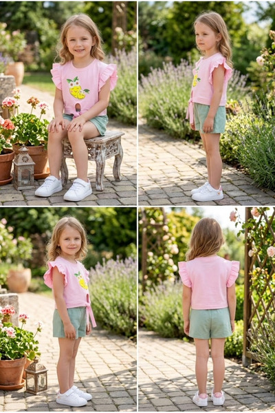 meyastore Girl's Tshirt with Tie, Single Jersey