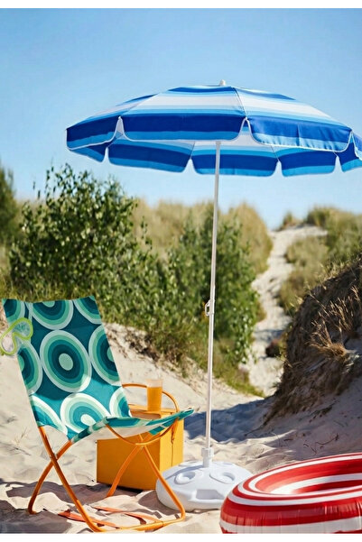 aquafit Dayanıklı - 10 Telli - Eğilebilir - 2 Metre Plaj Sahil Şezlong Şemsiy...