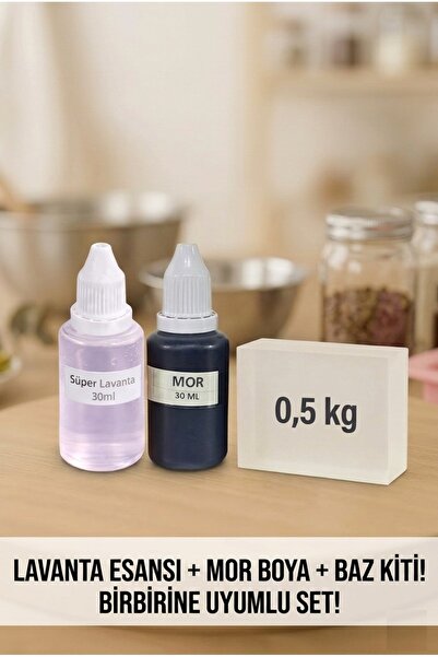 Organik Hekim Lavanta Esanslı Mor Renkli Şeffaf Sabun Bazı 500 g El Yapımı Sa...