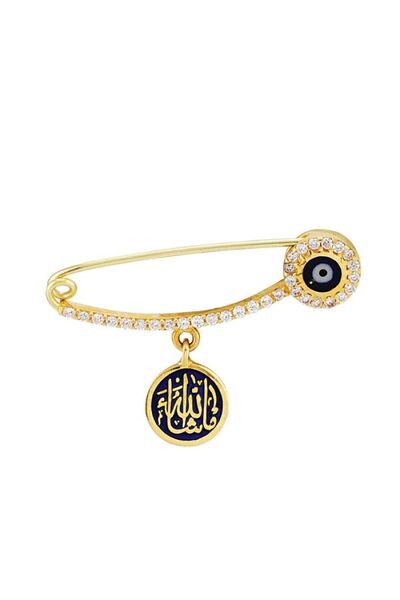 Sembol Gold Altın Çengel İgne Mineli Maşallah