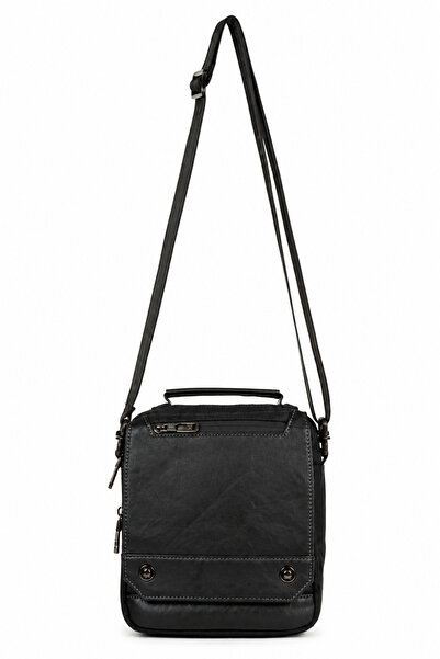 Necati Çanta Small Black Bag with Lid - Multi-Compartment, Shoulder and Hand ...