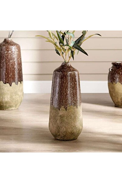 PAN HOME Chisel Stoneware Vase 22x22x47cm - Brown