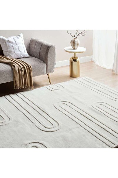 PAN HOME سجادة صوف ميشيغان مصنوعة يدويًا 200x300 سم - طبيعية