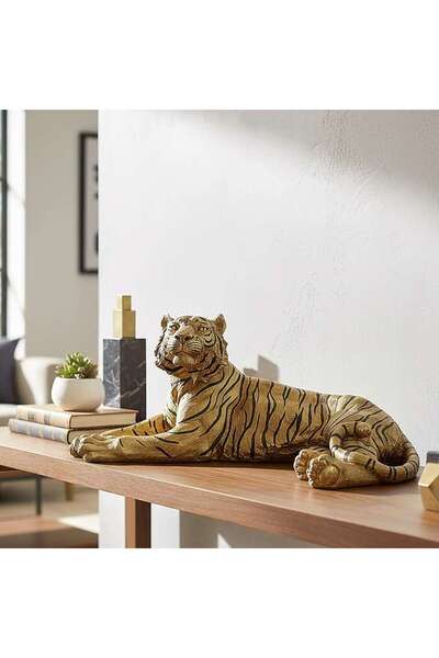 PAN HOME Boris Polyresin Ornate Tiger Sculpture 108x58x43cm - Gold
