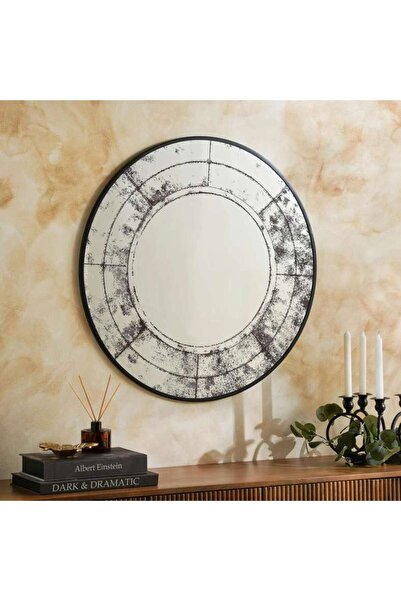 PAN HOME Hinzy Metal Frame Wall Mirror Dia 80cm - Black