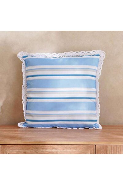 PAN HOME Axis Stripe Printed Water Repellant Lace Trimmed Outdoor Filled Cush...