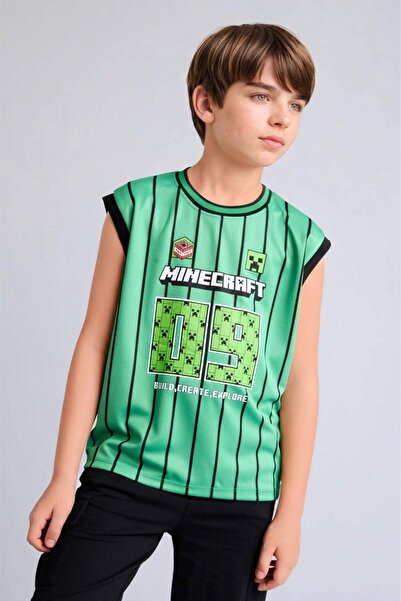 DeFacto Minecraft Bisiklet Yaka Yeşil Atlet Erkek Çocuk H6716A826HS