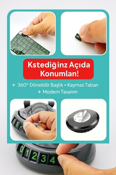 TOYFEST Park Numarası Gösterge Ünitesi ve 360 Derece Dönen Telefon Tutucu