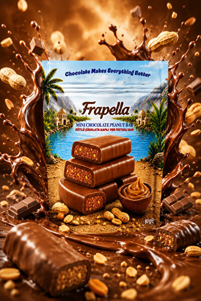 Frapella Sütlü Çikolata Kaplı Deniz Tuzlu Yer Fıstıklı Bar 80 Gr. x 12 Adet