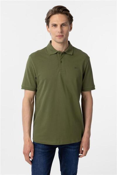 SÜVARİ Haki Regular Düz Fermuarlı Polo Yaka Tişört
