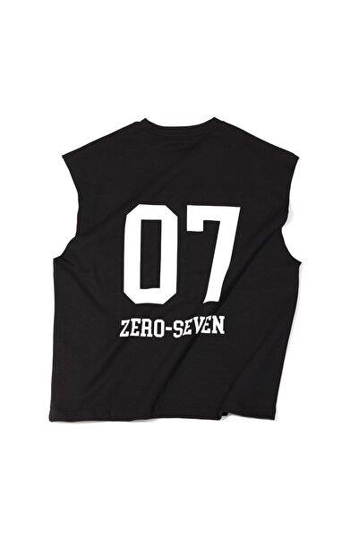 no7man Zero-Seven Black Oversize Sleeveless 100% Cotton Men's Tshirt