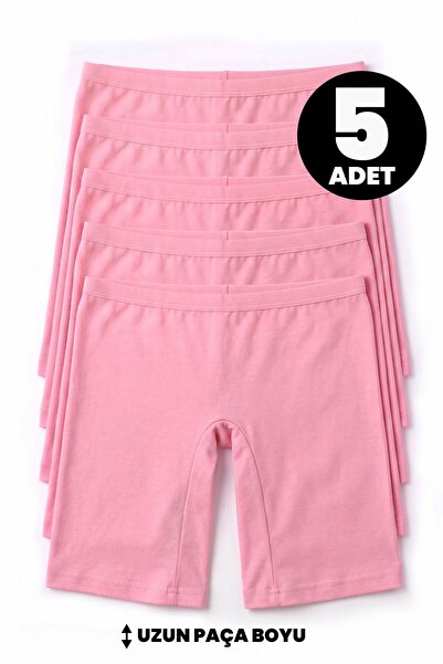 Öts Kız Çocuk 5'li Gri Pamuklu Likralı Uzun Boxer Tayt Vücudu Saran Esnek Kum...