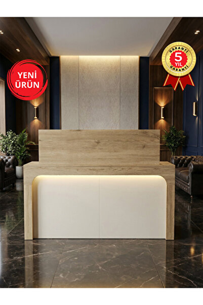 dorpek LED'li Karşılama Bankosu 150 cm Ofis Kasa Resepsiyon Masası, Çekmeceli...