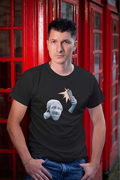 buzagi tasarım ürünleri Heykel Regular Mold Unisex Black T-Shirt