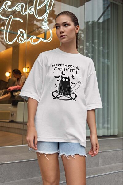 buzagi tasarım ürünleri Sarcastic Oversize Unisex White T-Shirt