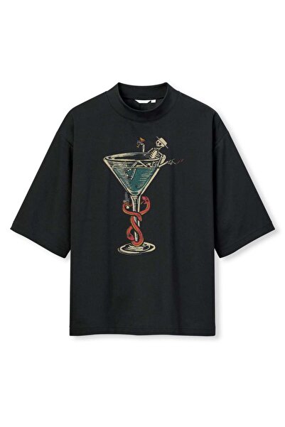 buzagi tasarım ürünleri Social Distortion Digital Print Oversize Black Unisex...