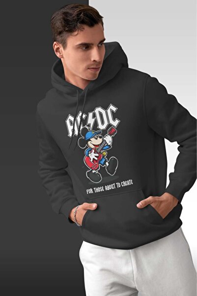 buzagi tasarım ürünleri سويت شيرت بقلنسوة كبير الحجم للجنسين من AC/DC