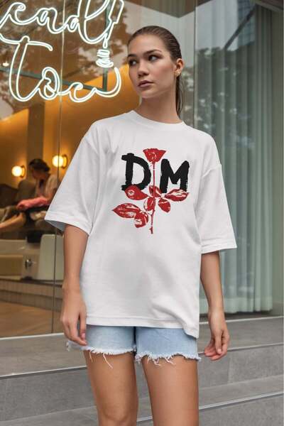 buzagi tasarım ürünleri Depeche Mode Oversize Unisex White T-Shirt