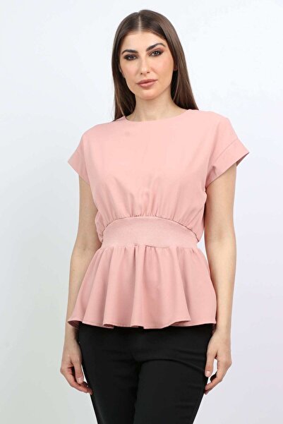 mica Women's Short Sleeve Fitted Solid Blouse