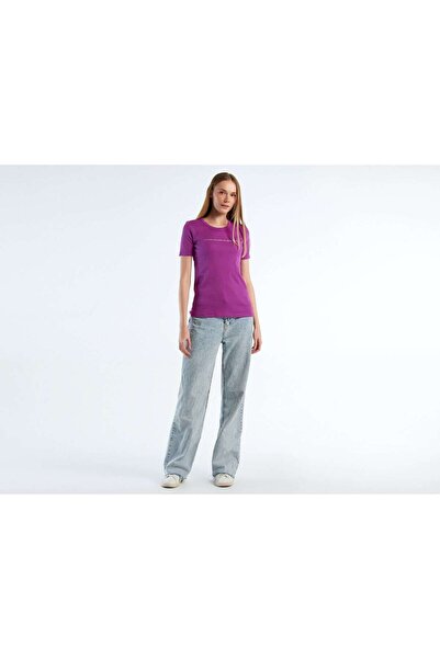 United Colors of Benetton 100% Cotton Glitter Printed T-Shirt