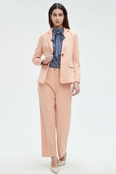 Nichii Women's Plain Long Pants with Button at Waist for Work