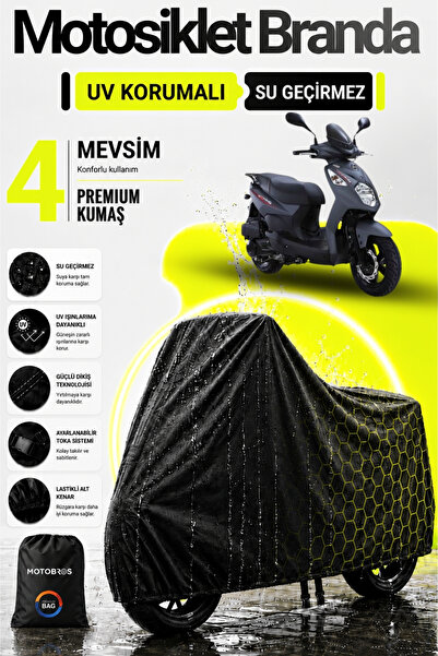Motobros قماش القنب للدراجات النارية Sym Orbit أسود مقاوم للماء ومتين (أعلى س...