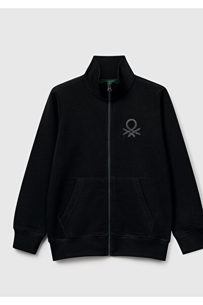 United Colors of Benetton Erkek Çocuk Siyah Logolu Sweatshirt