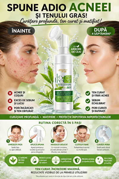 Softto Plus Spumă de curățare facială cu arbore de ceai (pentru ten gras ) 15...