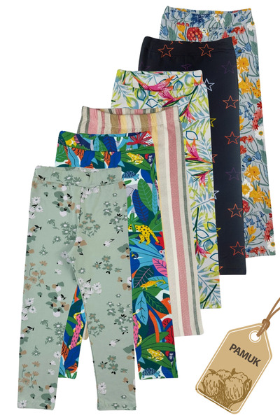 Cotton Children's Tights - 6-Piece Set Patterned Lycra Casual Seasonal Summer Long Tights (2-13 YEARS OLD) St-3