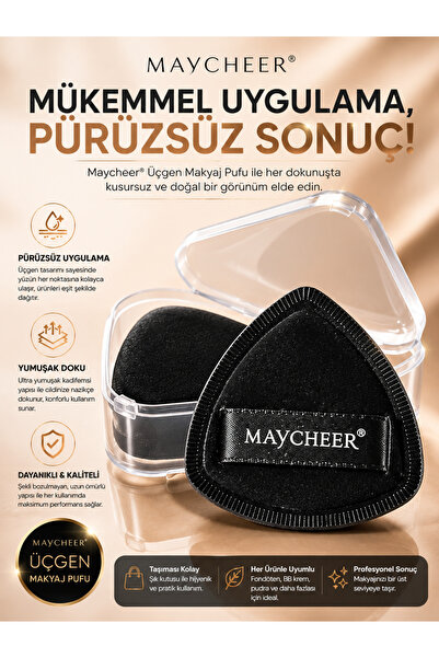 Maycheer Üçgen Makyaj Süngeri – Fondöten & Kapatıcı Uygulama Pufu (Kutu Dahil)