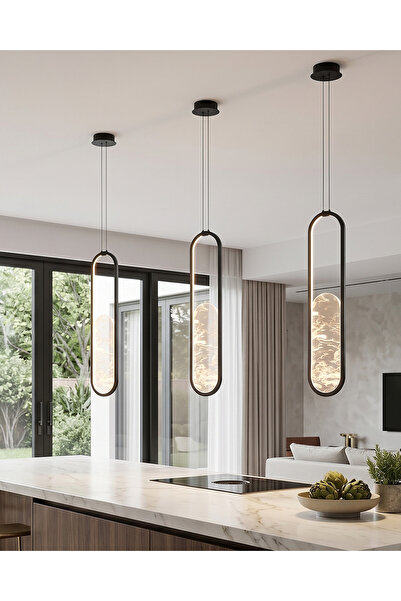 Özcan Aydınlatma 2869-2-19 Alabaster Tekli Sarkıt 70*20 Siyah