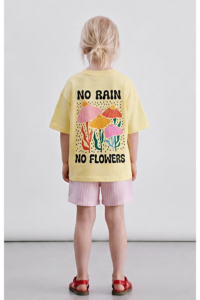 blumi kids Girl's 100% Cotton Oversize Floral Back Print Thin Woven Striped E...