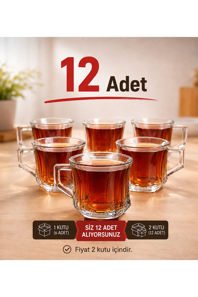 Genel Markalar ÇİZGİLİ DESENLİ ÇAY FİNCANI-KUPA-SU BARDAĞI 6 ADET